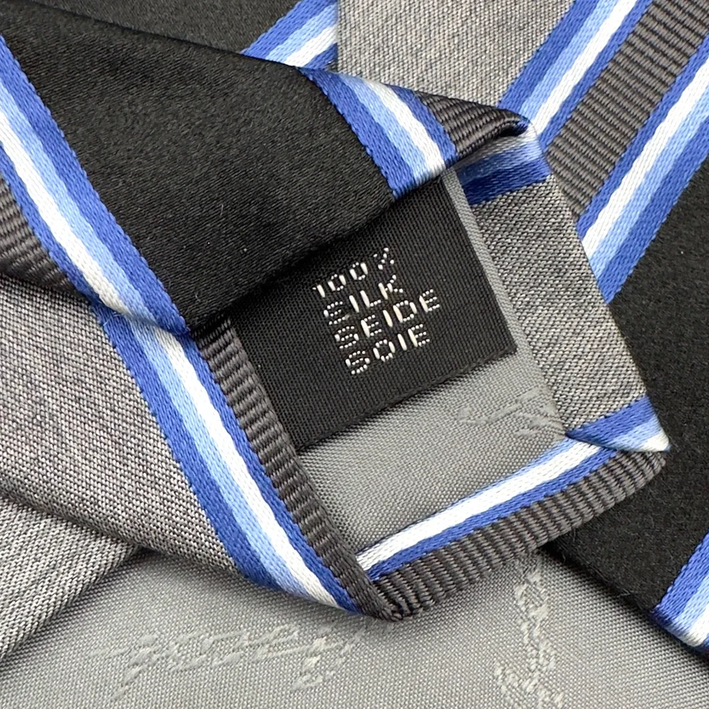 Ascot 100% Silk Dress Tie Made in Italy Bold Abstract‎ Stripe Pattern 60